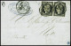 Lettre N°3 En Paire Obl CAD T15 "St Quentin (2)" (9 Janv 1849) Sur Lettre Pour Metz. Est Joint Un N°3 Obl T15 "Bordeaux - 1849-1850 Ceres