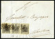 Delcampe - Cover 1856, Lettera (senza Alette) Da Lodi (SI Punti 7) Il 15.10 Per Mantova Affrancata Con Tre 10 C. Nero Intenso, Il V - Lombardo-Veneto