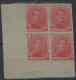 Delcampe - [(*) TB] N° 130, Croix-rouge 10c Rouge - Essai En Bloc De 4 Sur Soie ! Rare - 1914-1915 Croce Rossa