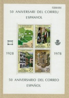 FEUILLE TIMBRES 1978 50 ANNIVERSAIRE DU COURRIER ESPAGNOL - L'ANDORRE - BOUCLIER D'ARME - FACTEUR ANTIQUE MNH - Other & Unclassified