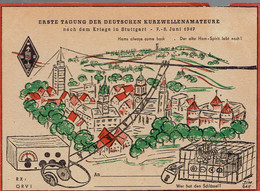 QSL "erste Tagung Der Deutschen Kurzwellenamateure Nach Dem Kriege"  WBRC Stuttgart, Neue Weinsteige, 7. - 8. Juin 1947 - Radio
