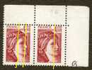 France. Variété Sabine N° 2122** 4F Carmin  Paire  - 1 - 2bdes De Phos Tenant - Used Stamps
