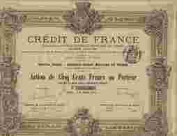 DECO : CREDIT DE FRANCE  (1881) - Bank & Insurance