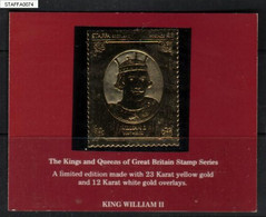 GB STAFFA £8 GOLD 23 KARAT FOIL KINGS QUEENS OF GREAT BRITAIN KING WILLIAM II LOCALS ROYALS ROYALTIES ISLAND SCOTLAND - Emisiones Locales