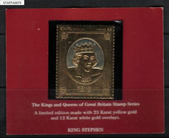 GB STAFFA £8 GOLD 23 KARAT FOIL KINGS QUEENS OF GREAT BRITAIN KING STEPHEN LOCALS ROYALS ROYALTIES ISLAND SCOTLAND - Emisiones Locales