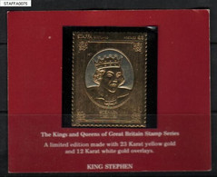 GB STAFFA £8 GOLD 23 KARAT FOIL KINGS QUEENS OF GREAT BRITAIN KING STEPHEN LOCALS ROYALS ROYALTIES ISLAND SCOTLAND - Lokale Uitgaven