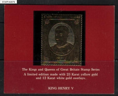 GB STAFFA £8 GOLD 23 KARAT FOIL KINGS QUEENS OF GREAT BRITAIN KING HENRY V LOCALS ROYALS ROYALTIES ISLAND SCOTLAND - Emissions Locales