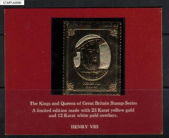 GB STAFFA £8 GOLD 23 KARAT FOIL KINGS QUEENS OF GREAT BRITAIN KING HENRY VIII LOCALS ROYALS ROYALTIES ISLAND SCOTLAND - Emissions Locales