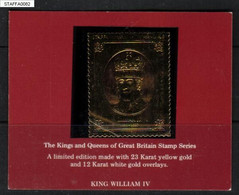 GB STAFFA £8 GOLD 23 KARAT FOIL KINGS QUEENS OF GREAT BRITAIN KING WILLIAM IV LOCALS ROYALS ROYALTIES ISLAND SCOTLAND - Emissione Locali