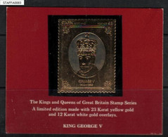 GB STAFFA £8 GOLD 23 KARAT FOIL KINGS QUEENS OF GREAT BRITAIN KING GEORGE V LOCALS ROYALS ROYALTIES ISLAND SCOTLAND - Emissions Locales