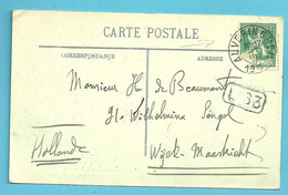 110 Op Postkaart Met Cirkelstempel ALVERINGHEM Op 21/3/15 (onbezet Belgie) - 1912 Pellens
