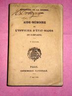 Aide Mémoire De L'Officier D'Etat Major 1890 - Other & Unclassified