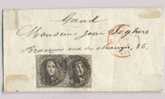 Petite Lettre De St-NICOLAS 4/6/57 Vers GAND 2xN°6 - 1851-1857 Medaillons (6/8)