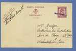 Entier (datum 3/10/1940) Ontwaard  Met Naamstempel PERWEZ (violet) (noodstempel) - Sello Lineal