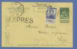 120 Op Entier Per EXPRES, Cirkelstempel CHARLEROY 3 Op 23/08/1913, Aankomst Telegraafstempel LIEGE 3 - 1912 Pellens