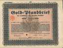 GOLD PFANDBRIEF LANDSCHAFT DER  PROVINZ SACHSEN ,HALLE 1000 GOLDMARK 1930 - Bank En Verzekering