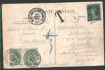 Postkaart  Met Strafportzegels  TX3 (x2),met Cirkelstempel MONTIGNIES-SUR-SAMBRE Op 28/08/1908 - Cartas & Documentos