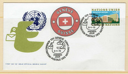 FDC 1972 NU NATIONS UNIES COLOMBE PALAIS DES NATIONS BÂTIMENTS LETTRE - Altri & Non Classificati