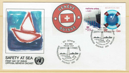 FDC 1983 NU NATIONS UNIES SECURITE EN MAR  BATEAU LIGHTHOUSE PHARE - Marítimo