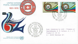FDC 1976 NU NATIONS UNIES 25 ANNIVERSARY GENEVE - Other & Unclassified