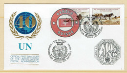 FDC 1985 NU NATIONS UNIES 40 ANNIVERSARY GENEVE HAMBURG - Altri & Non Classificati