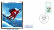 Canada 1976 Fdc JO Innsbruck Ski Descente Anneaux Olympiques - Hiver 1976: Innsbruck