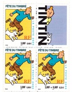 Timbres De France, Bloc De Quatre Dont Vignette Issue Du Carnet "La Fête Du Timbre" 2000 ** Tintin Et Milou Fraicheur Po - Stripsverhalen