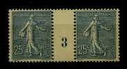 FRANCE Nº 132 ** Paire Millesimee 1903 - 1903-60 Säerin, Untergrund Schraffiert