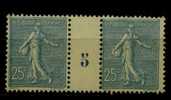 FRANCE Nº 132 ** Paire Millesimee 1905 - 1903-60 Semeuse A Righe