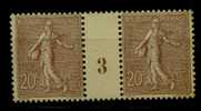 FRANCE Nº 131 **  Paire  Millesimee 1903 - 1903-60 Semeuse A Righe