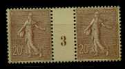 FRANCE Nº 131 **  Paire  Millesimee 1903 - 1903-60 Semeuse Lignée
