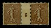 FRANCE Nº 131 **  Paire  Millesimee 1906 - 1903-60 Semeuse Lignée