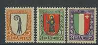 SWITZERLAND 1923 PRO JUVENTUTE Mint Hinged 185-187 Not Complete # 1506 - Neufs