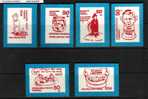 POLAND SOLIDARNOSC CARICATURES SET OF 6 - RED BLUE BORDER (SOLID0867E) - Solidarnosc-Vignetten