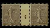 FRANCE Nº 133 ** Paire  Millesimee 1904 - 1903-60 Semeuse A Righe