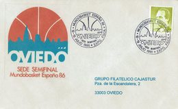 ENVELOPE CANCELLATION MUNDO BASKET ESPAGNE 86 DEMI-FINALE OVIEDO 1986 - Basket-ball