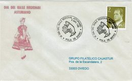 ENVELOPE CANCELLATION JOUR DE LA DANSE D'ASTURIAN RÉGIONALE 1985 PORC JABALÍ AVEC GAITA - Danza