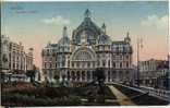 ANVERS-1918---La Gare CENTRALE  N°129 éd J.H.Verhoren (ATTELAGES ET CHEVAUX SUR LA DROITE) - Antwerpen