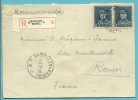 320(x2) Op Aangetekende Brief , Cirkelstempel BRUSSEL 9 Op 9/3/1933 Naar France - 1931-1934 Képi
