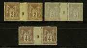 FRANCE Nº 85,87,88 ** Paires Millesimees - Millesimes