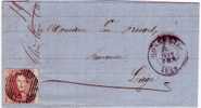 Lettre De GOSSELIES 1858 N° 8 BDFdroit P50 Auréolante ***TTB*** - 1851-1857 Medaglioni (6/8)