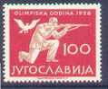 A0025 Tir Pigeon 713 Yougoslavie 1956 Neuf ** Jeux Olympiques De Melbourne - Tir (Armes)