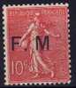 SEMEUSE FRANCHISE MILITAIRE N°4a, Xx LUXE, MNH, SIN CHARNELA - Unused Stamps