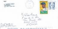 TIMBRE SUR LETTRE BASE BALL USA JACKIE ROBINSON - Baseball