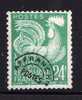 LIQUIDE A MOINS DU 1/4 DE LA COTE: PREOBLITERE N° 114 COQ GAULOIS 24F VERT-BLEU  NEUF SANS CHARNIERE Xx TTB, NMH. - 1953-1960