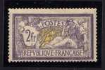 LIQUIDE MOINS DE 30% DE LA COTE: N°122  MERSON 2F VIOLET ET JAUNE  NEUF SANS CHARNIERE Xx TTB, NMH. - 1900-27 Merson