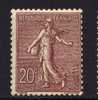 LIQUIDE : N°131  SEMEUSE 20c LILAS BRUN  NEUF SANS CHARNIERE Xx TTB, NMH. - 1903-60 Sower - Ligned