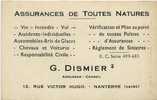 Carte De Visite --Commerce-années 50 --G.Dismier -Assurances En Tout Genre  à Nanterre-92- - Tarjetas De Visita
