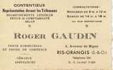 Carte De Visite --Commerce---années 50 --Roger Gaudin- Contentieux  à Ris-Orangis  -91- - Cartes De Visite