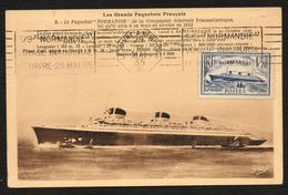 CARTE MAXIMUM PAQUEBOT NORMANDIE VOYAGE INAUGURAL + VIGNETTE N.D - 1930-1939